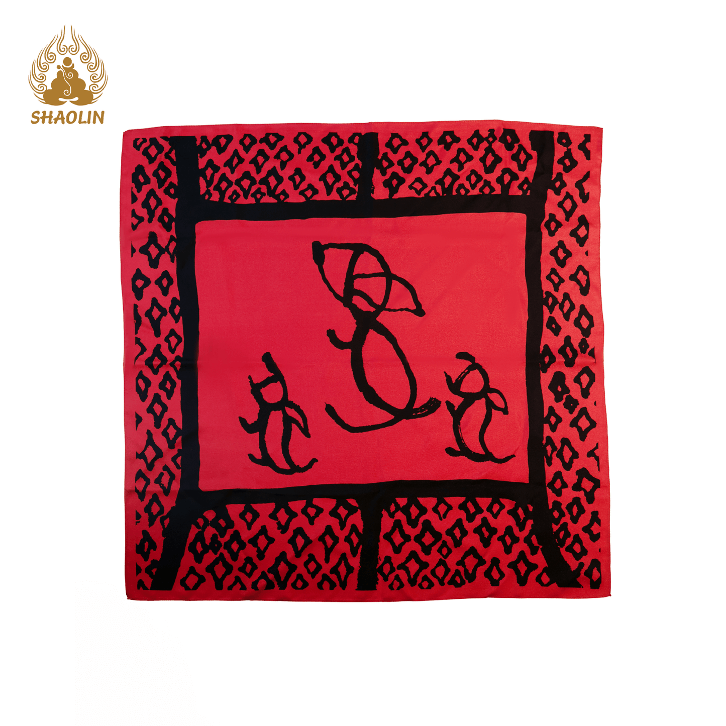 Shaolin-Inspired Silk Scarf – Oracle Script Motif