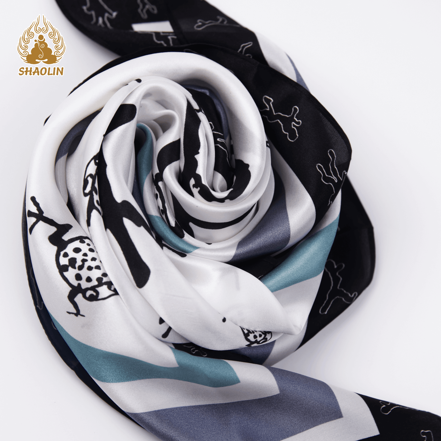 Shaolin-Inspired Silk Scarf – Playful Toads