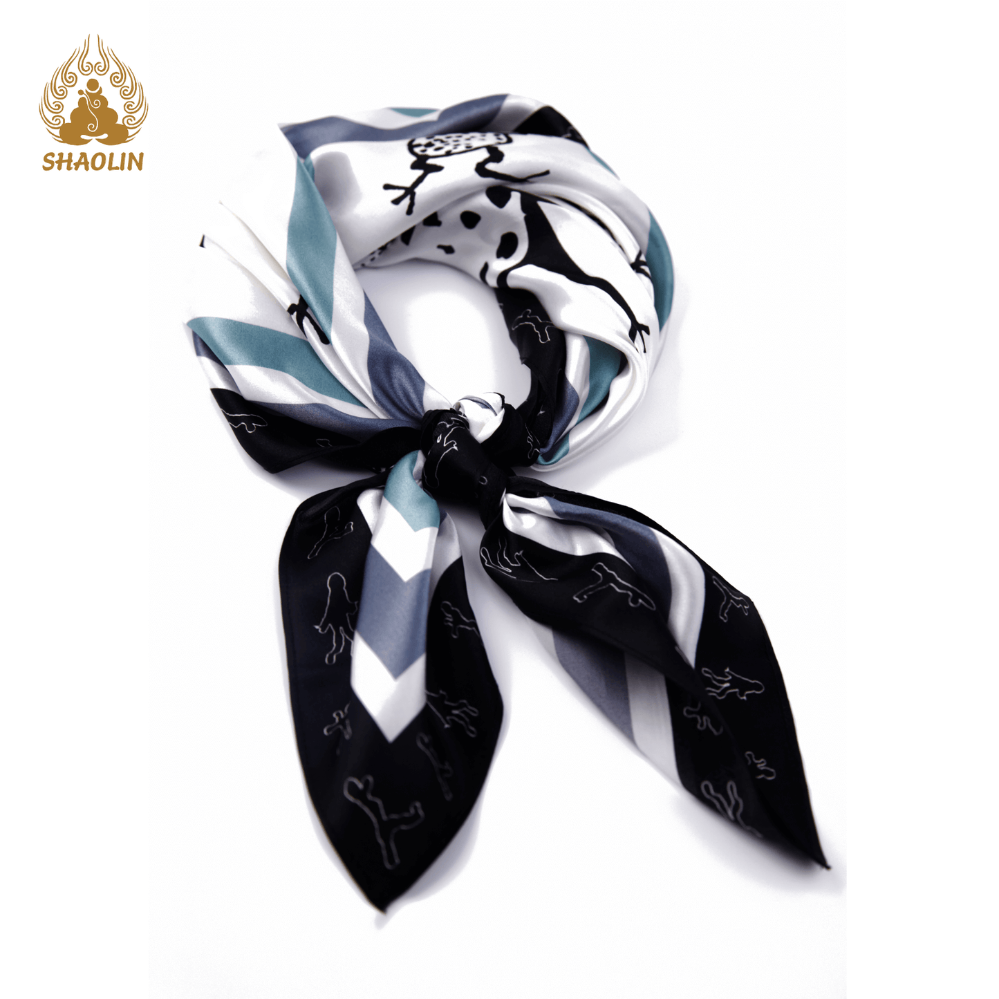 Shaolin-Inspired Silk Scarf – Playful Toads