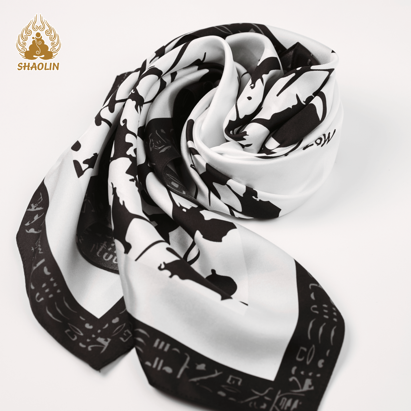Shaolin-Inspired Silk Scarf – Calligraphy Rhythm