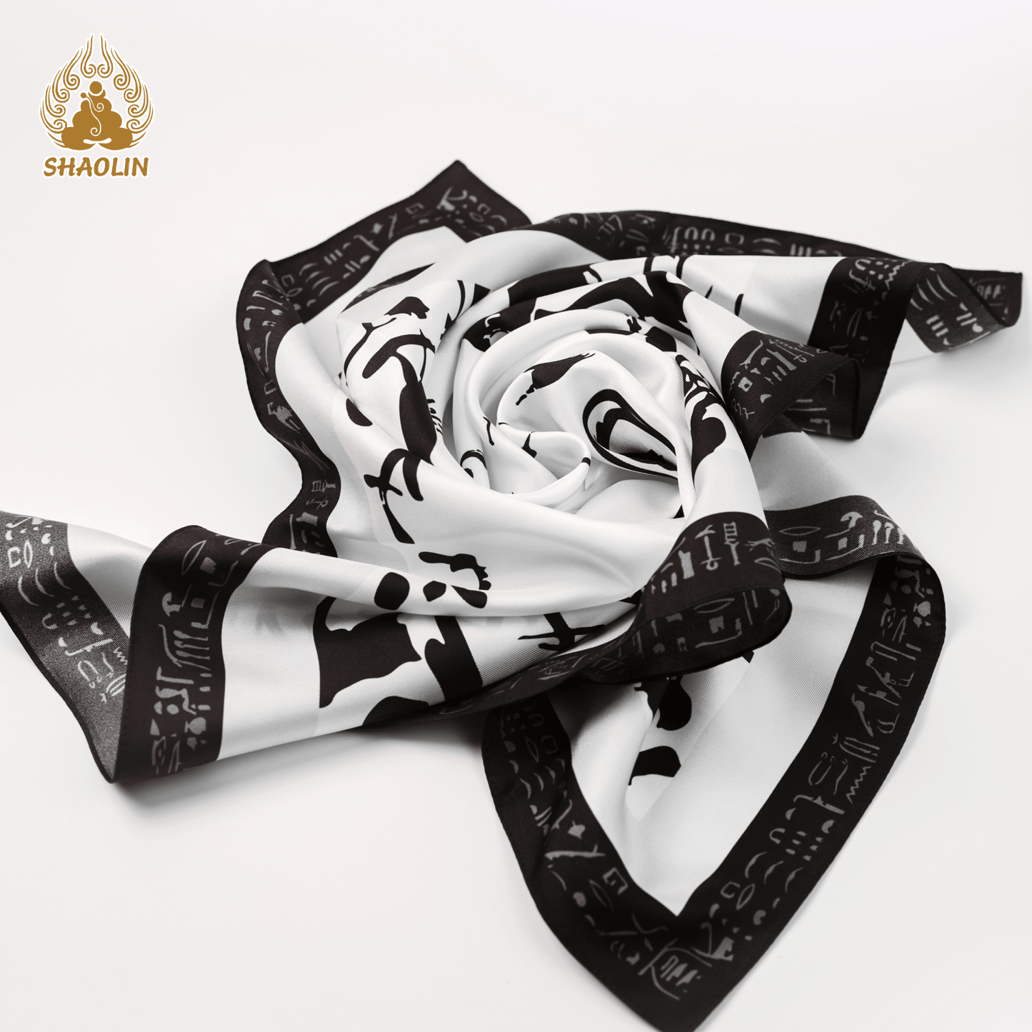 Shaolin-Inspired Silk Scarf – Calligraphy Rhythm