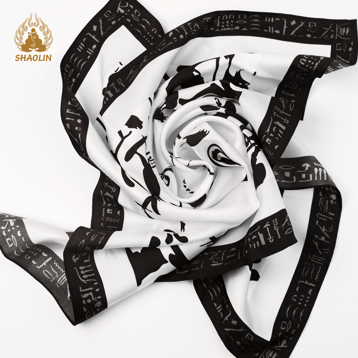 Shaolin-Inspired Silk Scarf – Calligraphy Rhythm