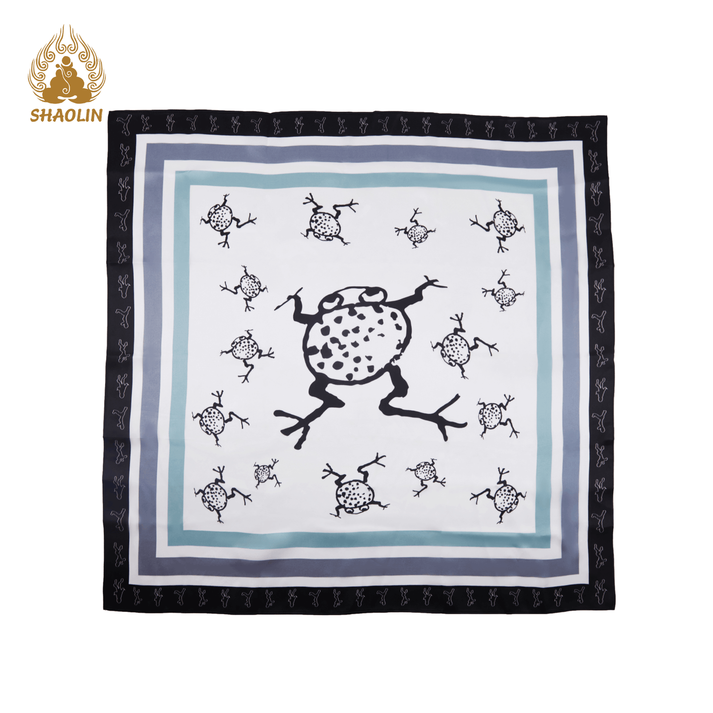 Shaolin-Inspired Silk Scarf – Playful Toads