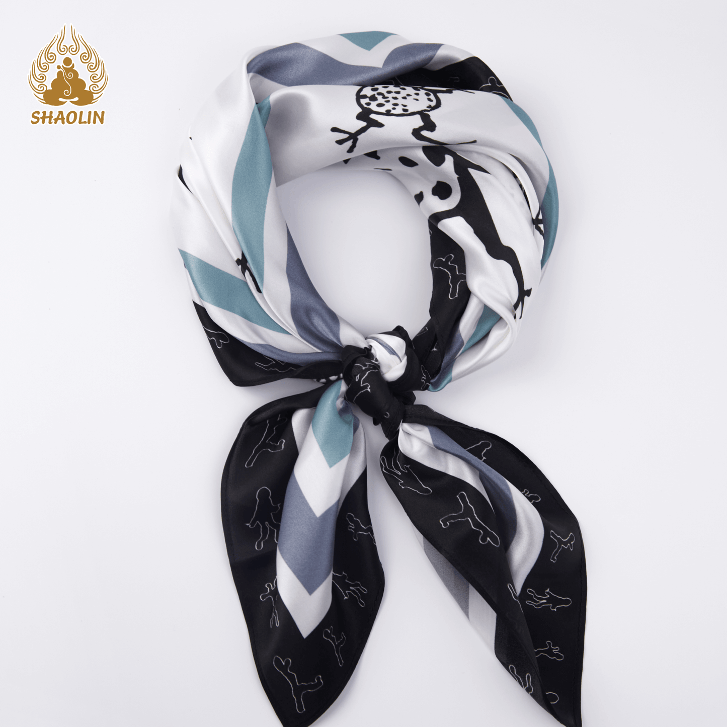 Shaolin-Inspired Silk Scarf – Playful Toads